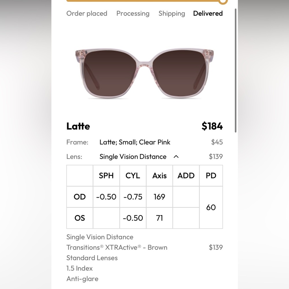 Latte Clear/pink glasses transition lenses